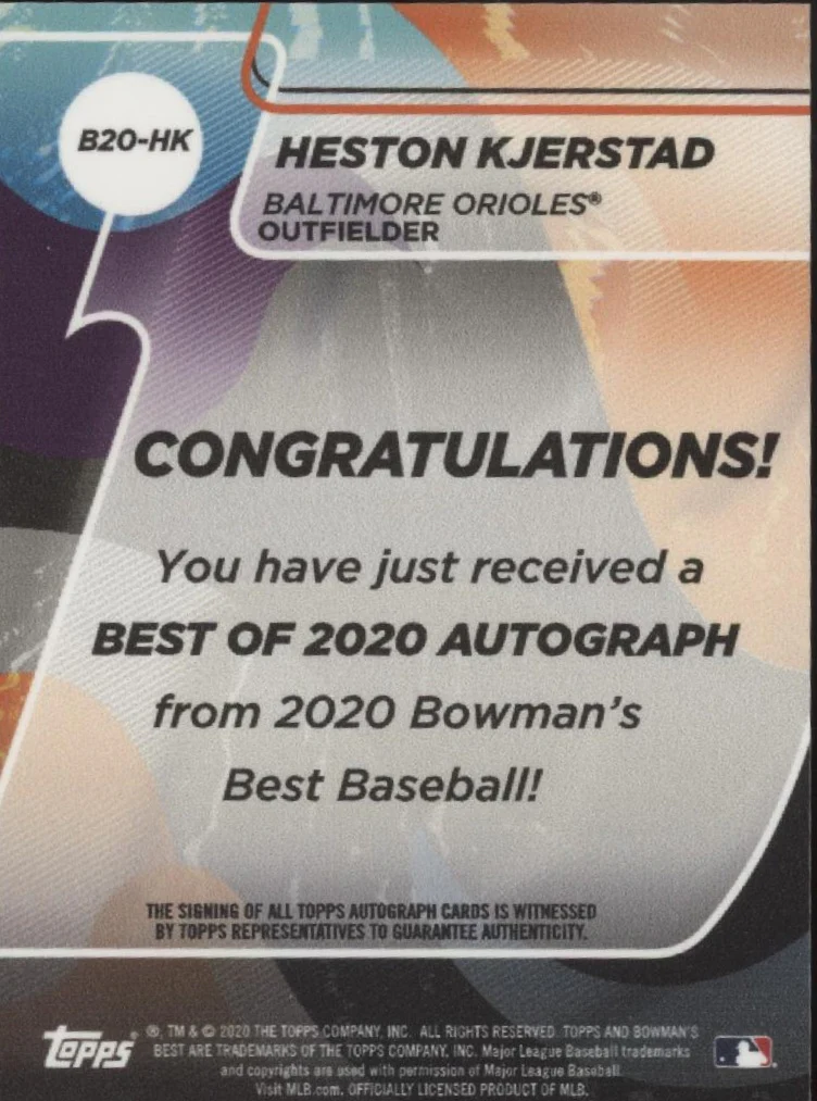 2038-heston-kjerstad-2020-bowman-s-best-green-refractor-auto-15-99-b20-hk-2.webp Heston Kjerstad 2020 Bowman's Best Green Refractor Auto 15/99 #B20-HK