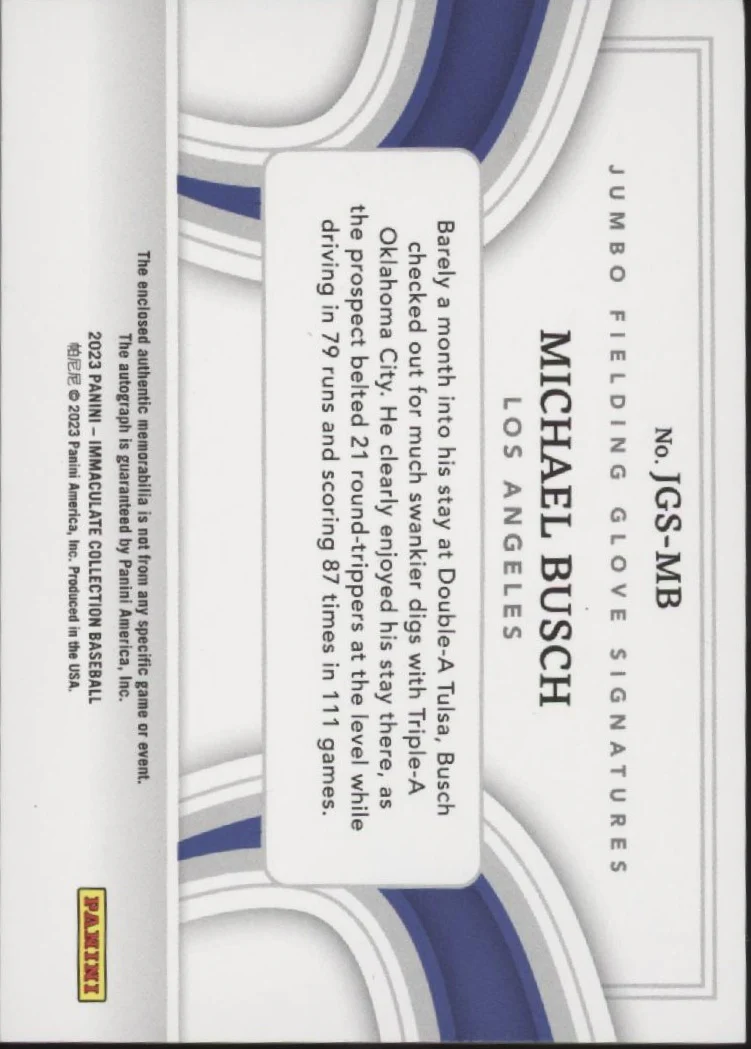 Michael Busch 2023 Panini Immaculate Collection Swatch Auto 48/49 #JGS-MB
