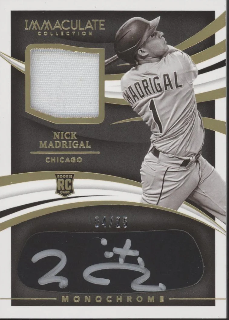 2080-nick-madrigal-2021-panini-immaculate-collection-swatch-rc-auto-04-25-mj-nm-1.webp Nick Madrigal 2021 Panini Immaculate Collection Swatch RC Auto 04/25 #MJ-NM