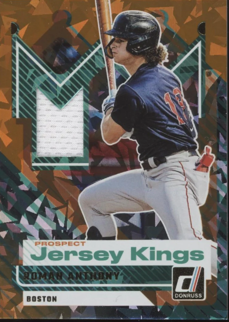 2091-roman-anthony-2025-panini-donruss-prospect-jersey-kings-orange-ice-foil-swatch-1.webp Roman Anthony 2025 Panini Donruss Prospect Jersey Kings Orange Ice Foil Swatch