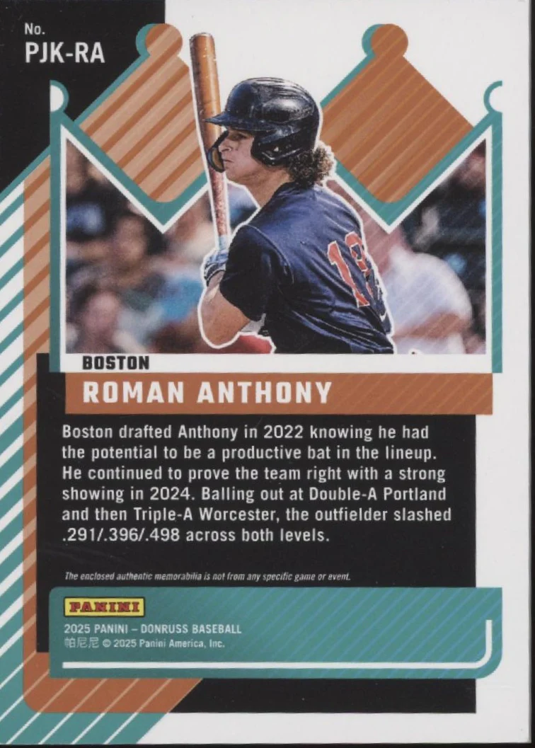 2091-roman-anthony-2025-panini-donruss-prospect-jersey-kings-orange-ice-foil-swatch-2.webp Roman Anthony 2025 Panini Donruss Prospect Jersey Kings Orange Ice Foil Swatch