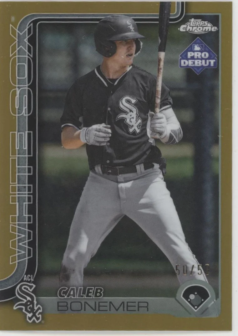 Caleb Bonemer 2025 Topps Chrome Pro Debut Gold Refractor 50/50 #PDC-15