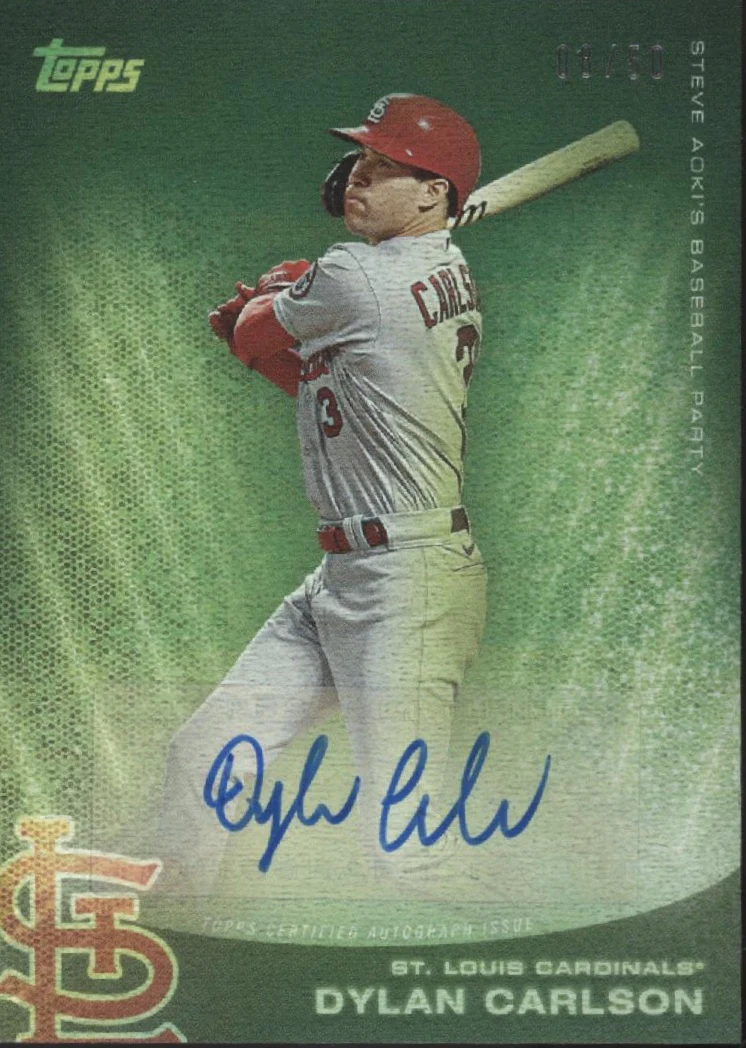 2130-dylan-carlson-2022-topps-x-steve-aoki-green-auto-46b-1.webp Dylan Carlson 2022 Topps x Steve Aoki Green Auto #46B