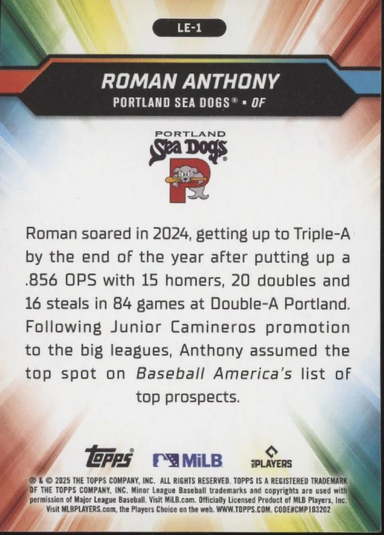 2134-roman-anthony-2025-topps-league-elites-green-73-99-le-1-2.webp Roman Anthony 2025 Topps League Elites Green 73/99 #LE-1