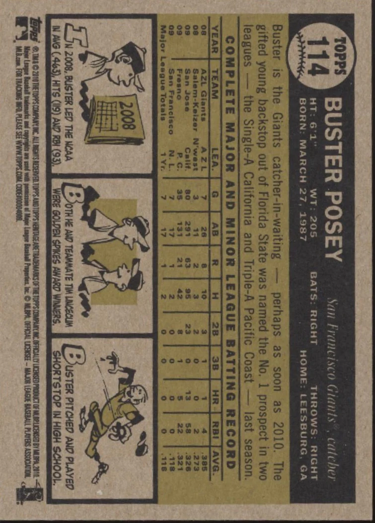 Buster Posey 2010 Topps Heritage RC #114