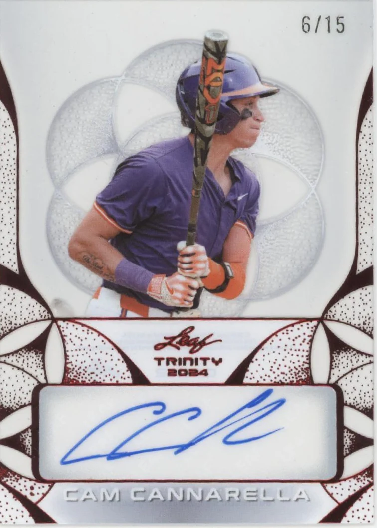Cam Cannarella 2024 Leaf Trinity Clear Card Red Auto 6/15 #CA-CC2