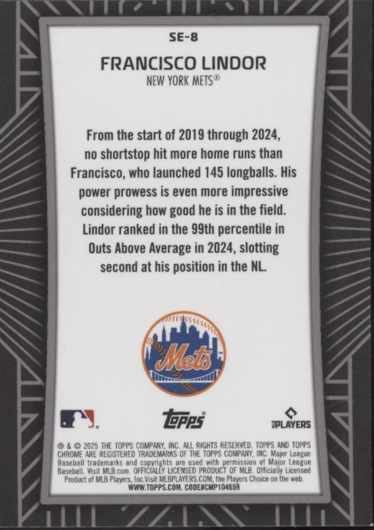 Francisco Lindor 2025 Chrome Shadow Etch #SE-8