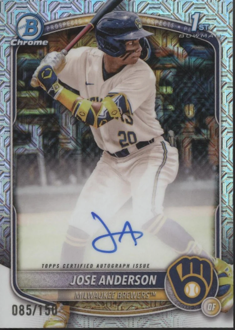 Jose Anderson 2025 Bowman Chrome Prospects Mojo Refractor Auto 085/150 #CPA-JA