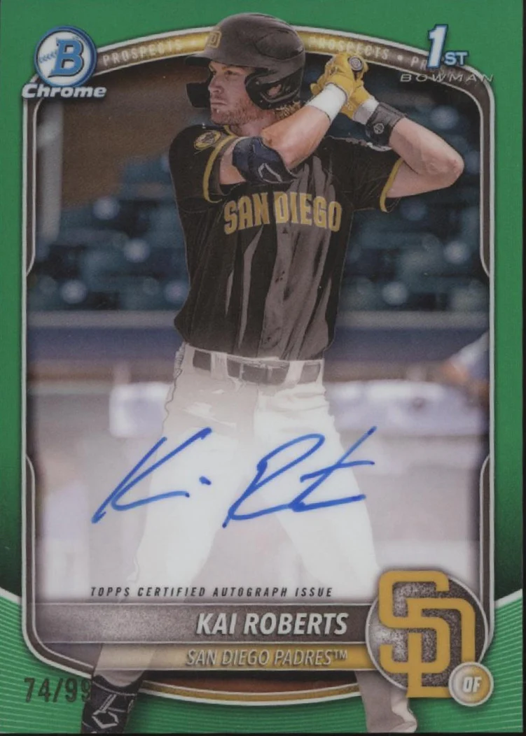 Kai Roberts 2025 Bowman Chrome Prospects Green Refractor Auto 74/99 #CPA-KR