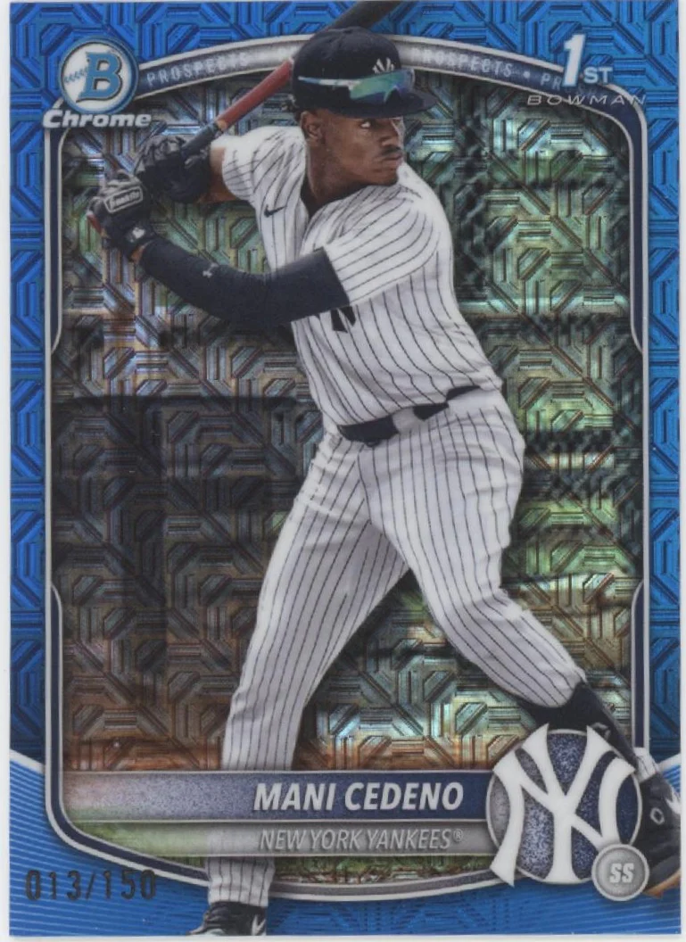 Mani Cedeno 2025 Bowman Chrome Prospects Blue Mojo Refractor 013/150 #BCP-199