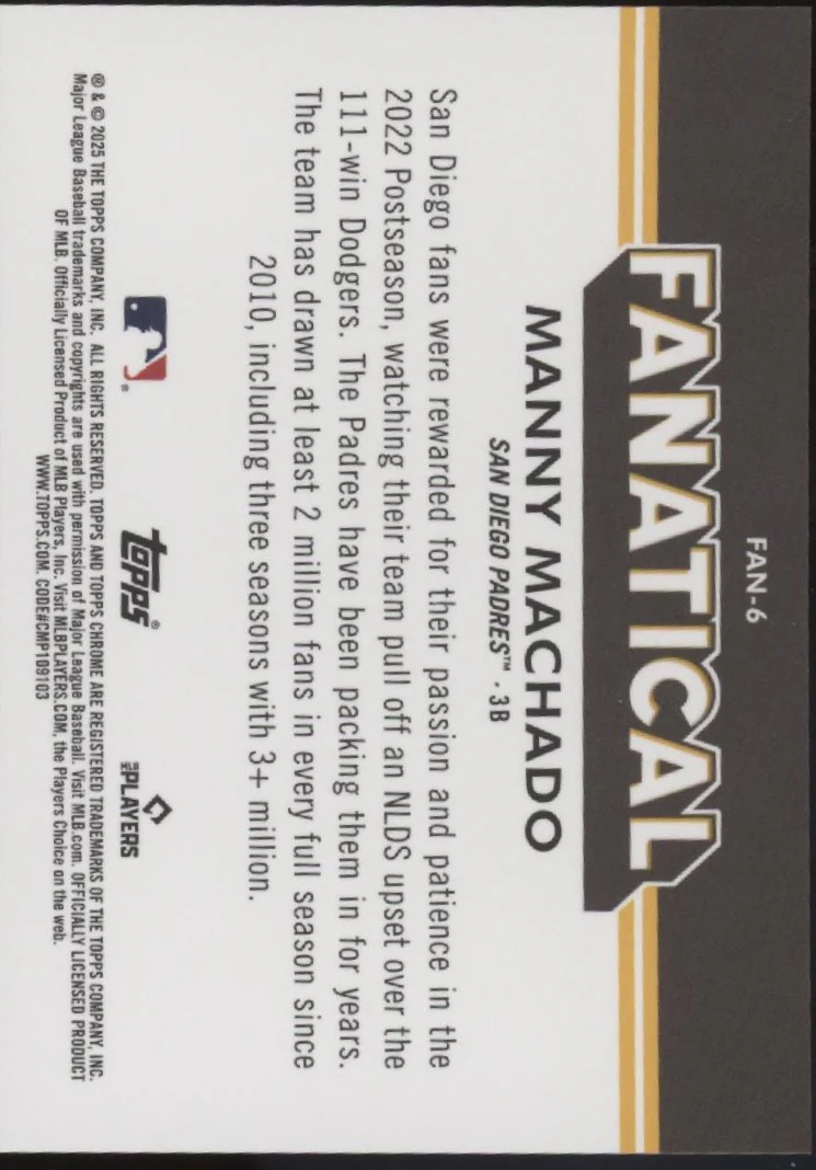 Manny Machado 2025 Topps Chrome Fanatical Refractor #FAN-6