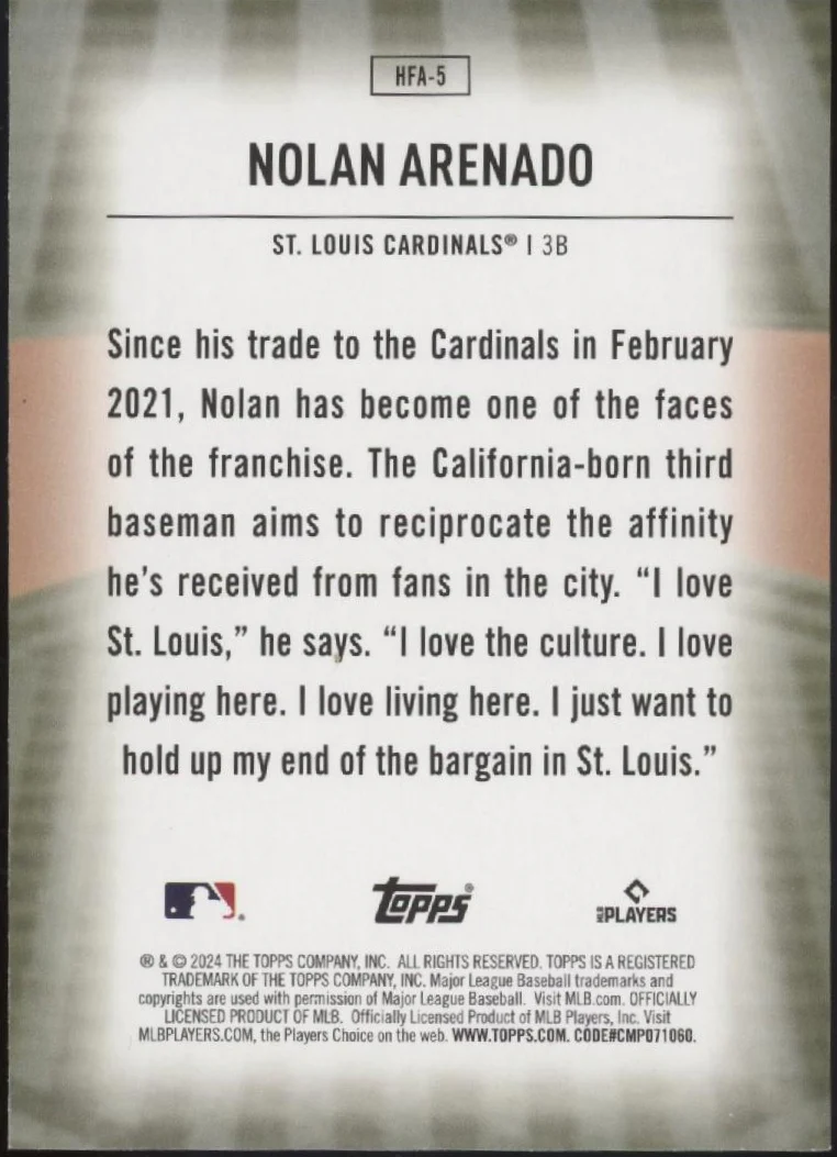 Nolan Arenado 2024 Topps Home Field Advantage Holo #HFA-5