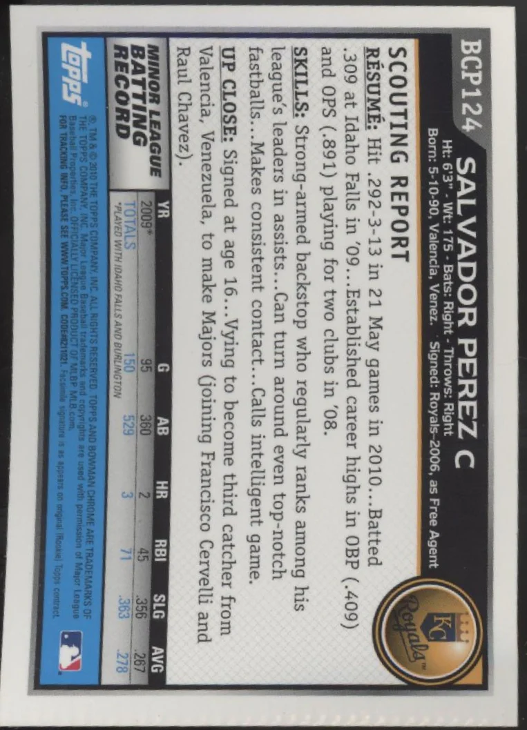 Salvador Perez 2010 Bowman Chrome #BCP124 #1