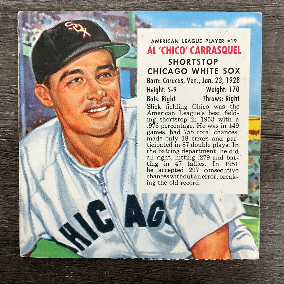 2315-al-carrasquel-1954-red-man-19-chicago-white-sox-vg-1.jpg Al Carrasquel 1954 Red Man #19 Chicago White Sox VG