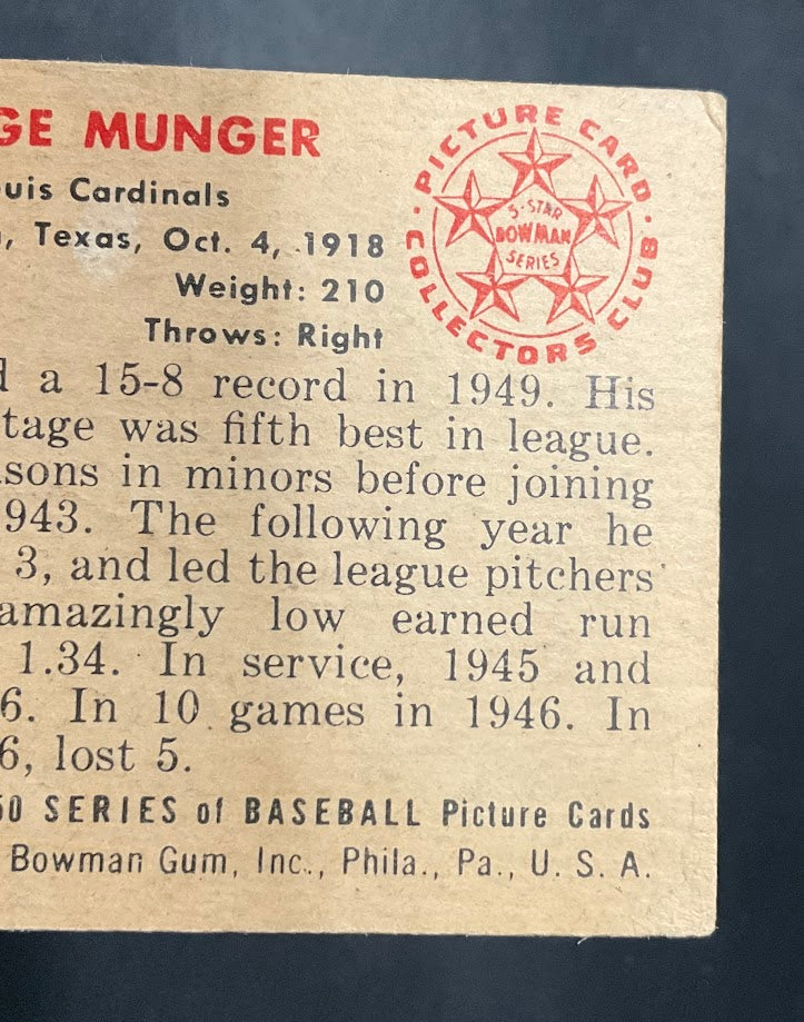 2332-george-munger-1950-bowman-89-st.-louis-cardinals-vg-ex-5.jpg George Munger 1950 Bowman #89 St. Louis Cardinals VG-EX