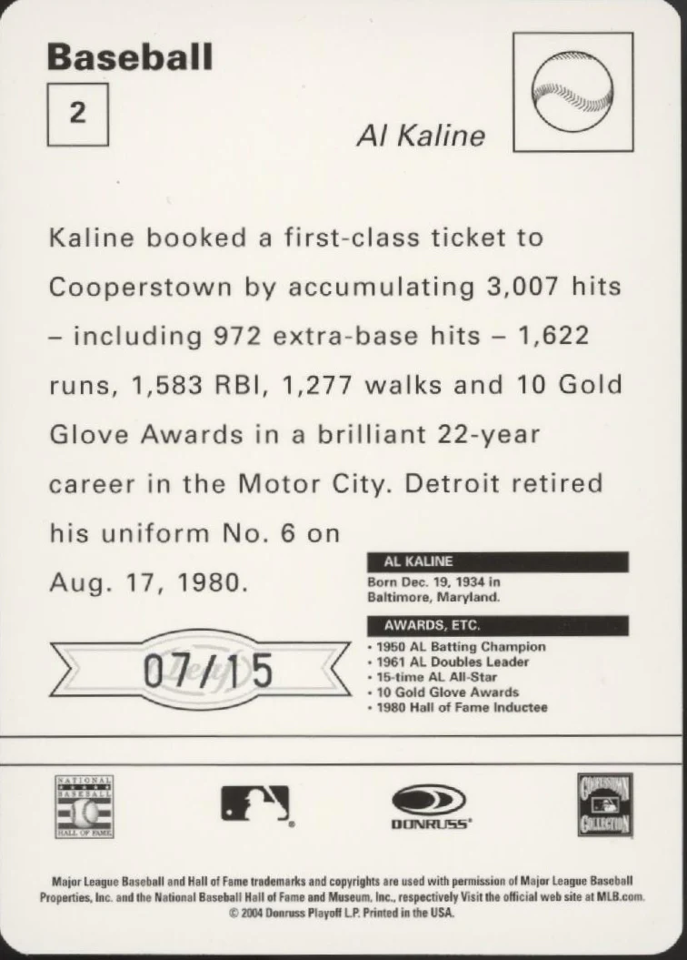 Al Kaline 2004 Donruss White 07/15 #2
