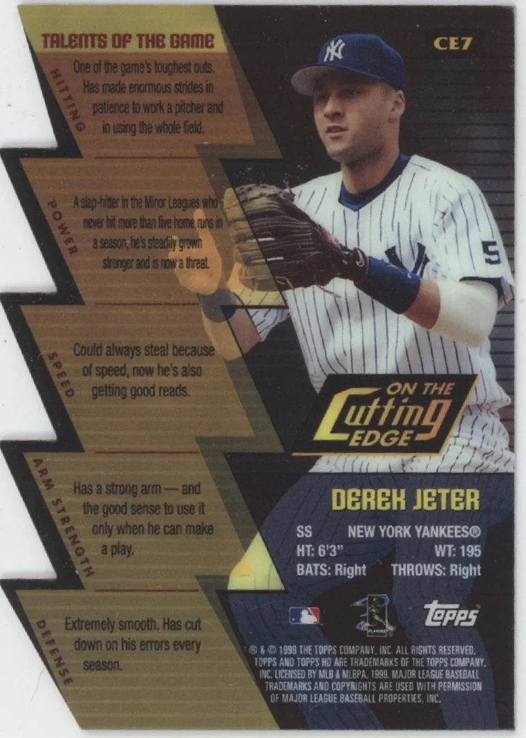 Derek Jeter 1999 Topps HD On the Cutting Edge Die-Cut #CE7
