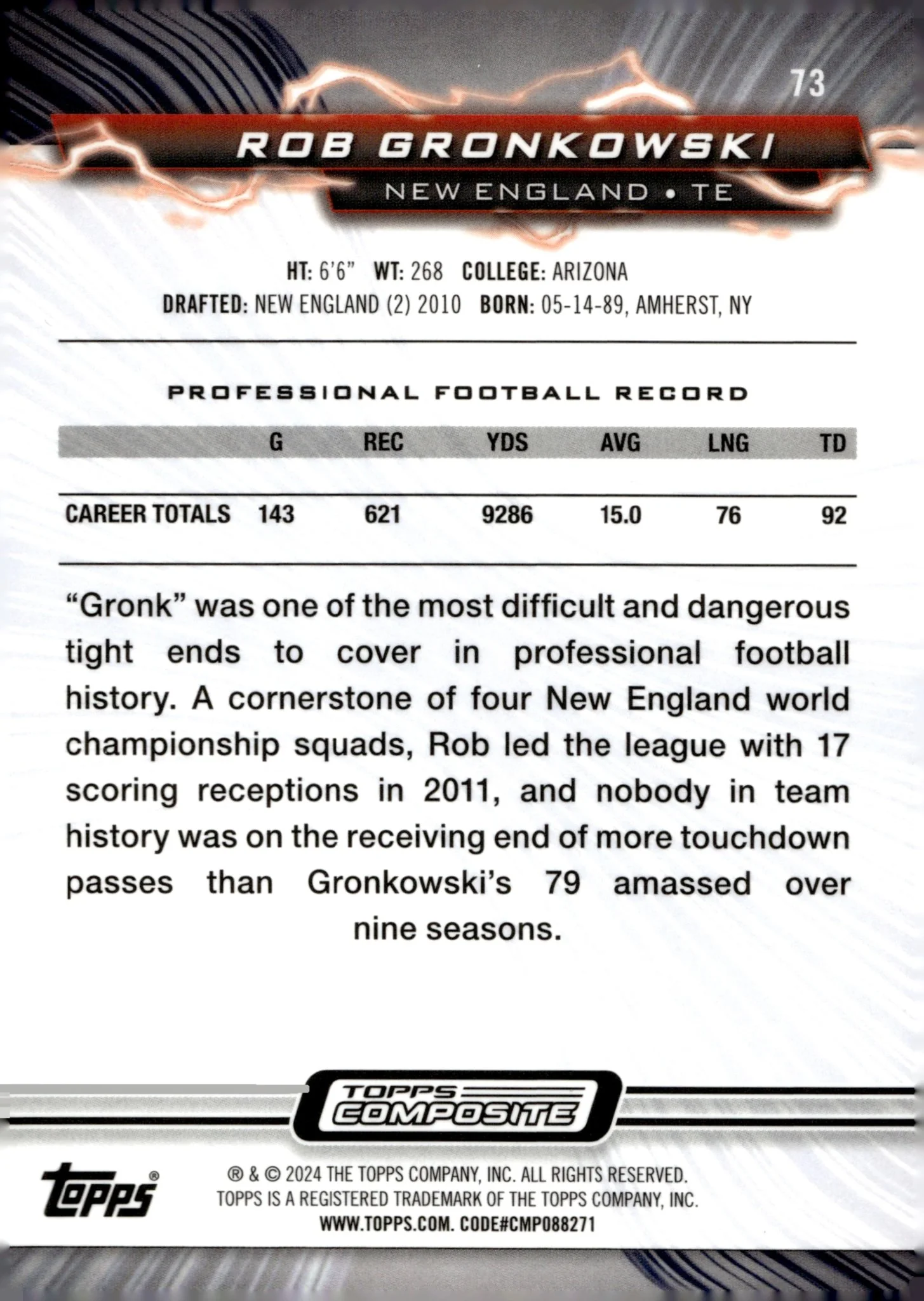 Rob Gronkowski 2023 Topps Composite Resurgence Navy Surge Refractor 038/225 #73