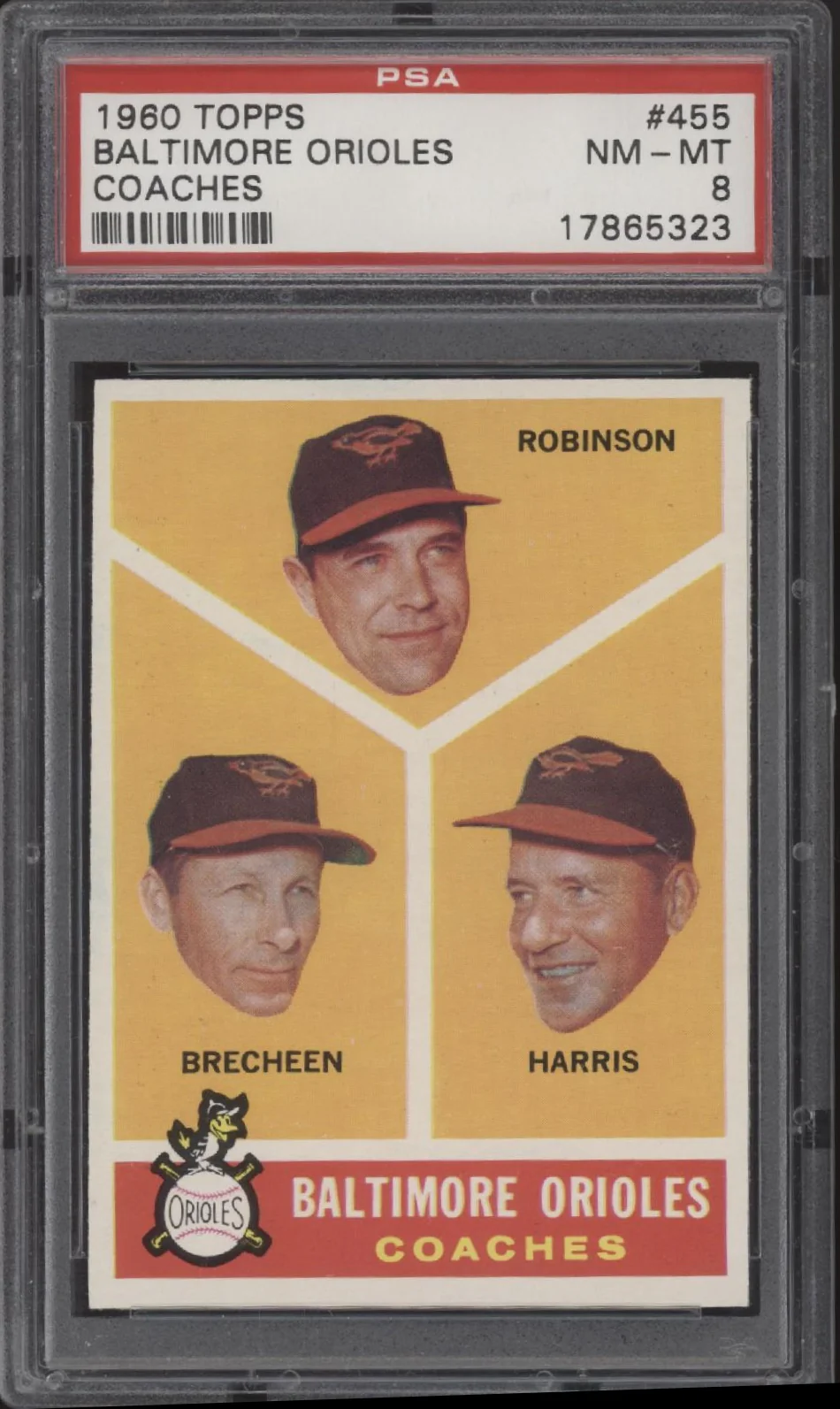 Baltimore Orioles 1960 Topps Coaches #455 PSA 8