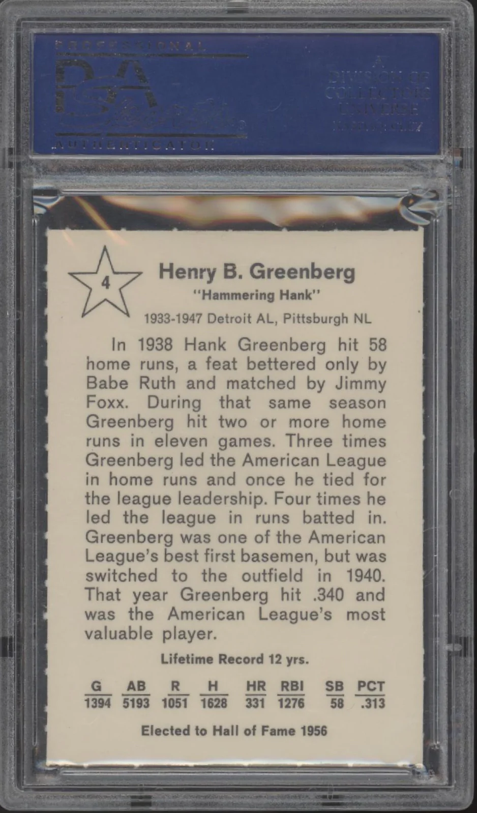 Hank Greenberg 1961 Golden Press #4 PSA 9