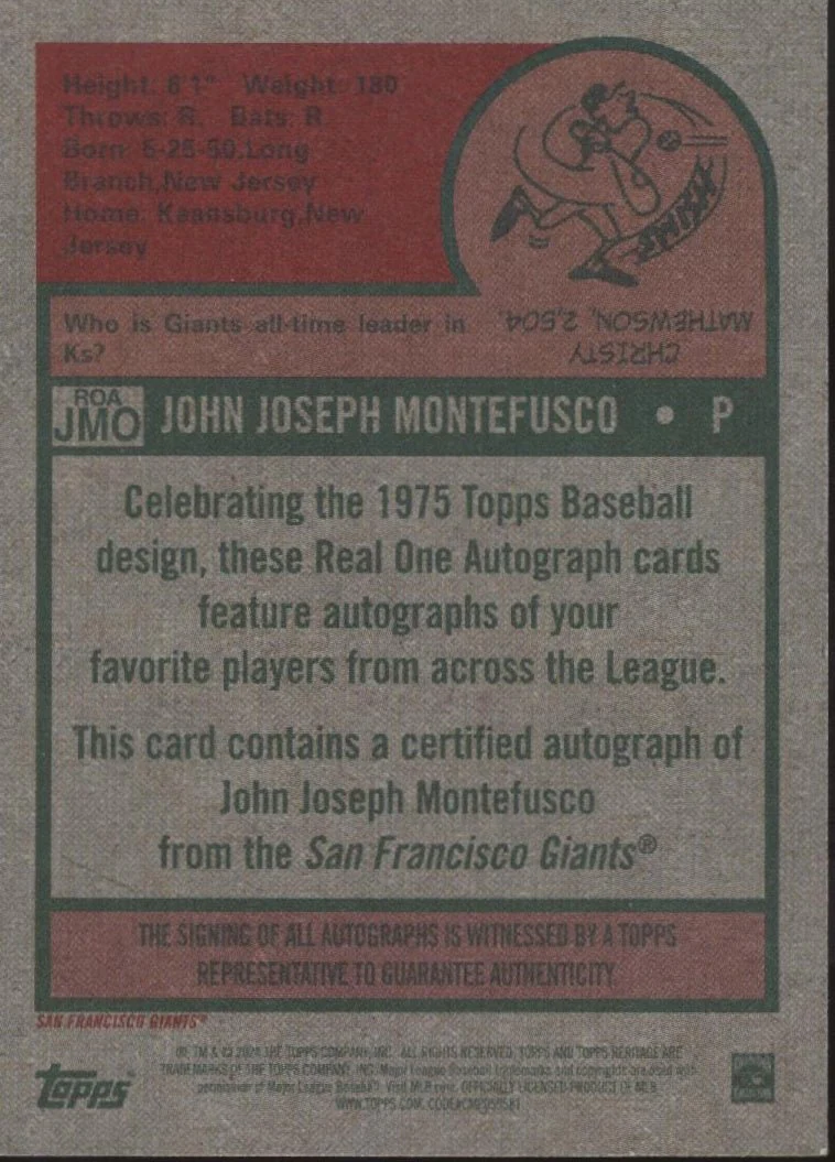 John Montefusco 2024 Topps Heritage Auto #ROA-JMO