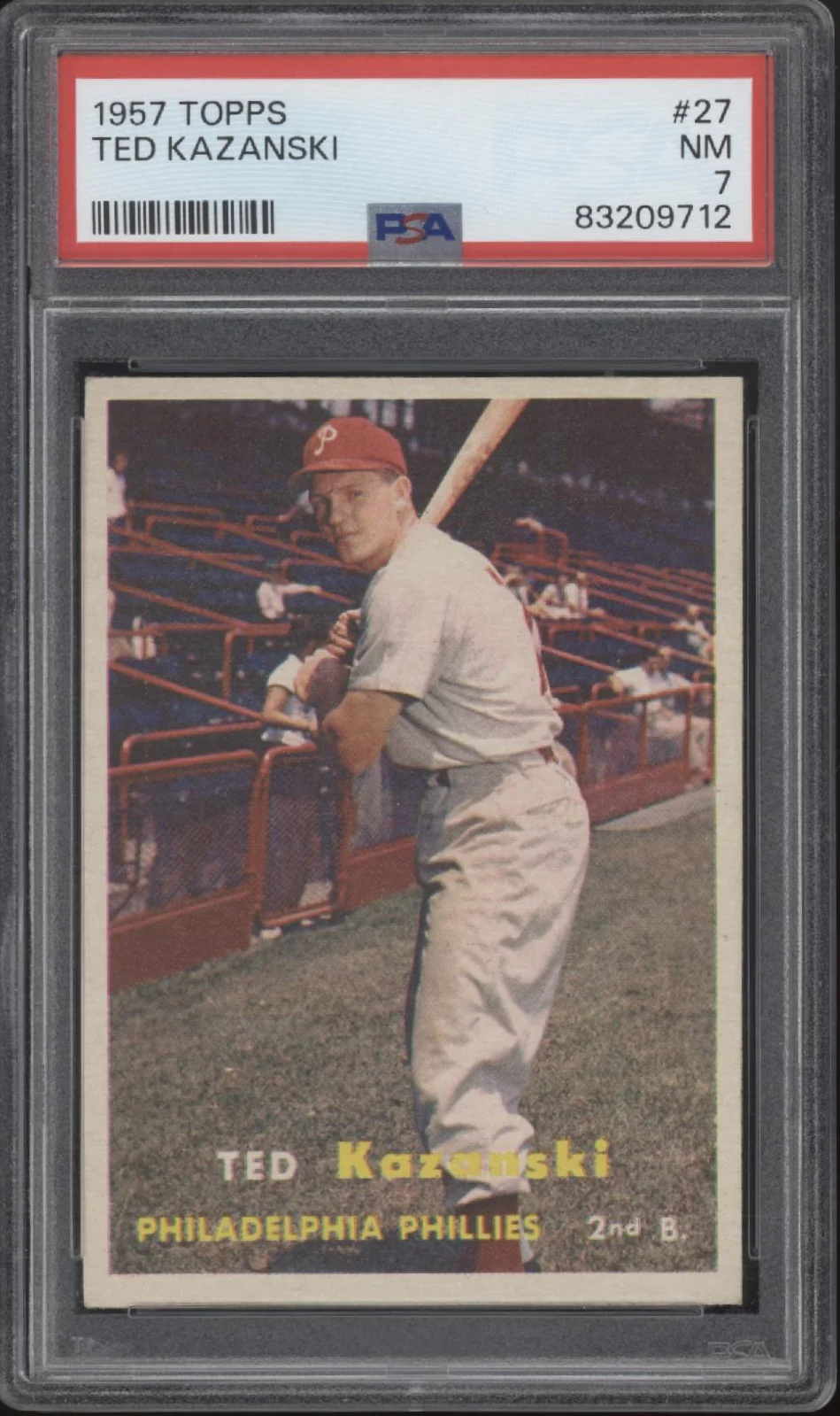 2397-ted-kazanski-1957-topps-27-psa-7-1.webp Ted Kazanski 1957 Topps #27 PSA 7