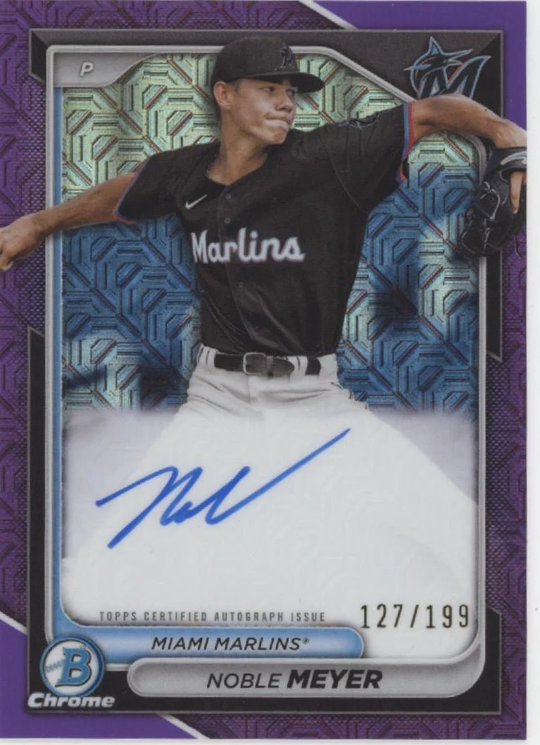 Noble Meyer 2024 Bowman Chrome Purple Mojo Refractor Auto 127/199 #BMA-NM