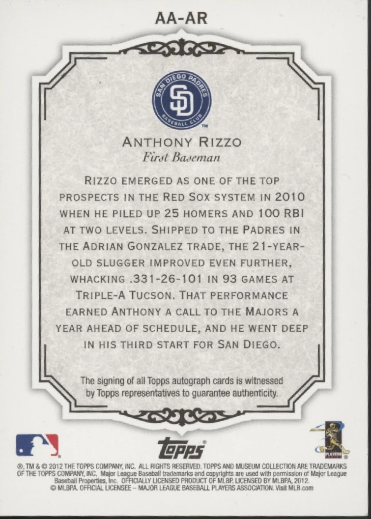 2402-anthony-rizzo-2012-topps-museum-collection-archival-auto-024-399-aa-ar-2.webp Anthony Rizzo 2012 Topps Museum Collection Archival Auto 024/399 #AA-AR