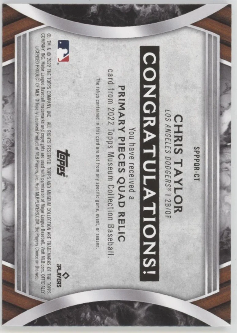 Chris Taylor 2022 Topps Museum Collection Primary Pieces Quad Relic 12/25