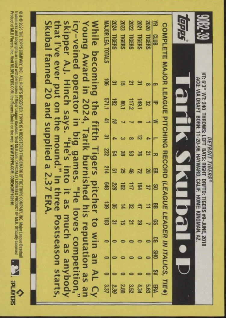 2415-tarik-skubal-2025-topps-35th-anniversary-90-no-name-ssp-18-35-90b2-39-2.webp Tarik Skubal 2025 Topps 35th Anniversary '90 No Name SSP 18/35 #90B2-39
