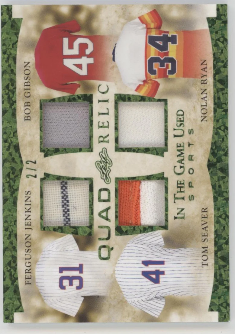 Jenkins Gibson Seaver Ryan 2022 Leaf In the Game Used Quad Relic Green 2/2