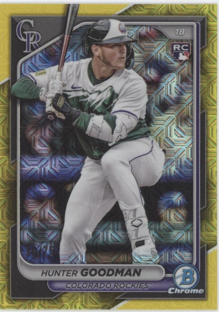 Hunter Goodman 2024 Bowman Chrome Yellow Mojo Refractor RC 10/75 #25