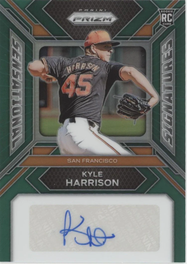 Kyle Harrison 2024 Panini Prizm Sensational Signatures Green Prizm RC Auto