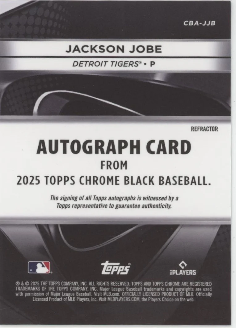 2487-jackson-jobe-2025-topps-chrome-black-refactor-rc-auto-104-199-cba-jjb-2.webp Jackson Jobe 2025 Topps Chrome Black Refactor RC Auto 104/199 #CBA-JJB