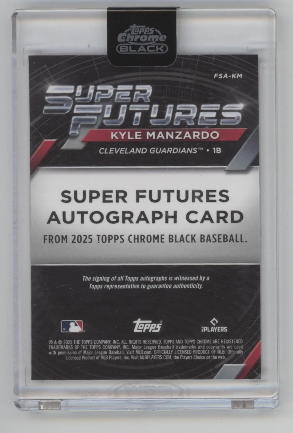 Kyle Manzardo 2025 Topps Chrome Black Super Futures Gold Refractor Auto 15/50