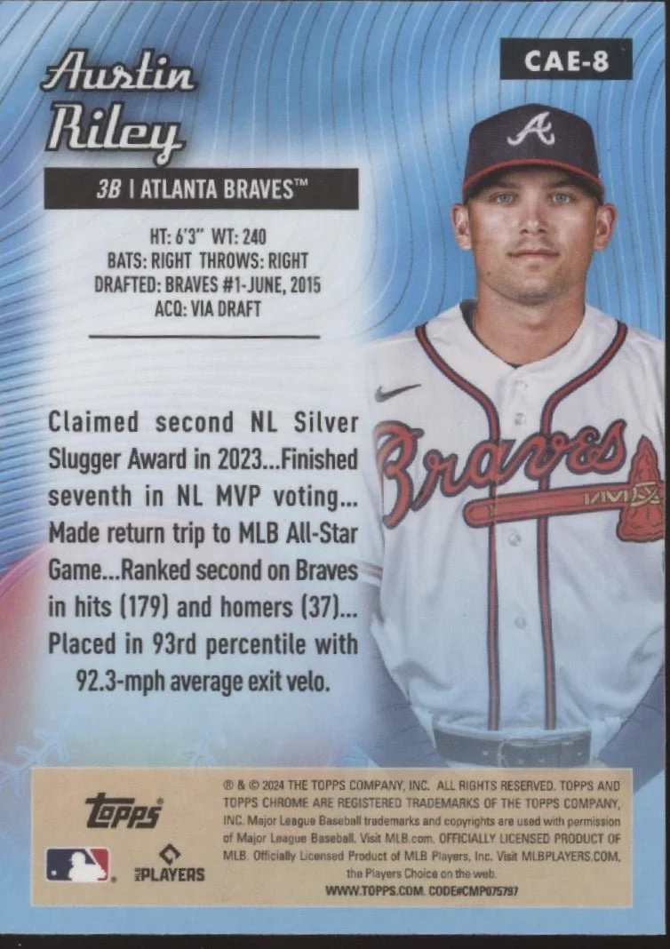 Austin Riley 2024 Topps Chrome All-Etch Refractor 12/99 #CAE-8