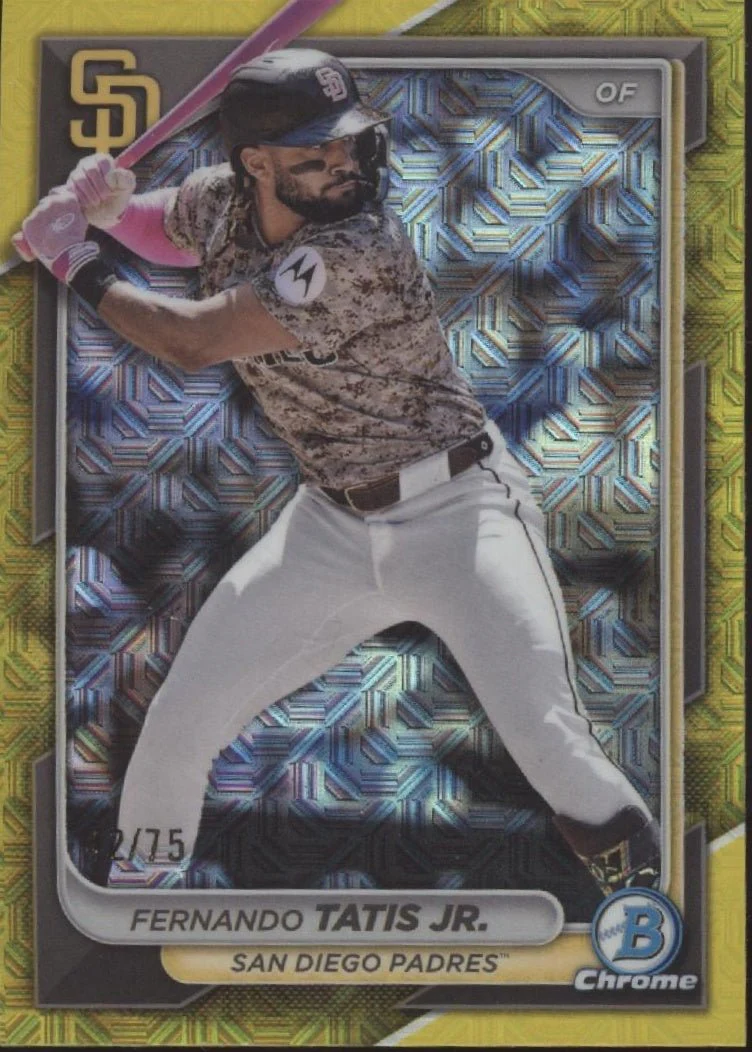 Fernando Tatis Jr. 2024 Bowman Chrome Yellow Mojo Refractor 42/75 #92