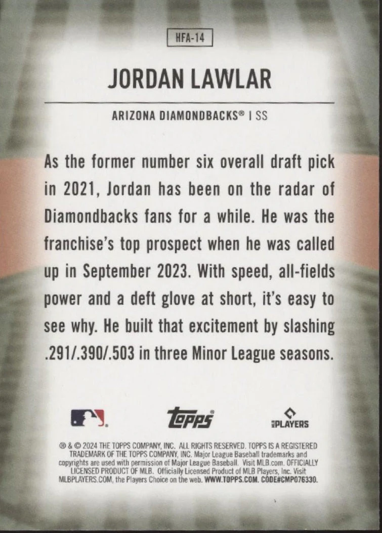271-jordan-lawlar-2024-topps-home-field-advantage-rc-hfa-14-2.webp Jordan Lawlar 2024 Topps Home Field Advantage RC #HFA-14