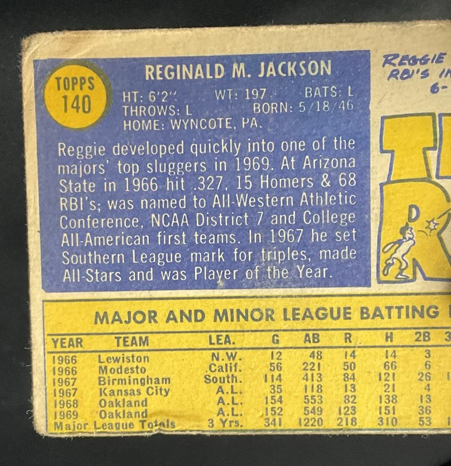 Reggie Jackson 1970 Topps #140 Oakland Athletics GD