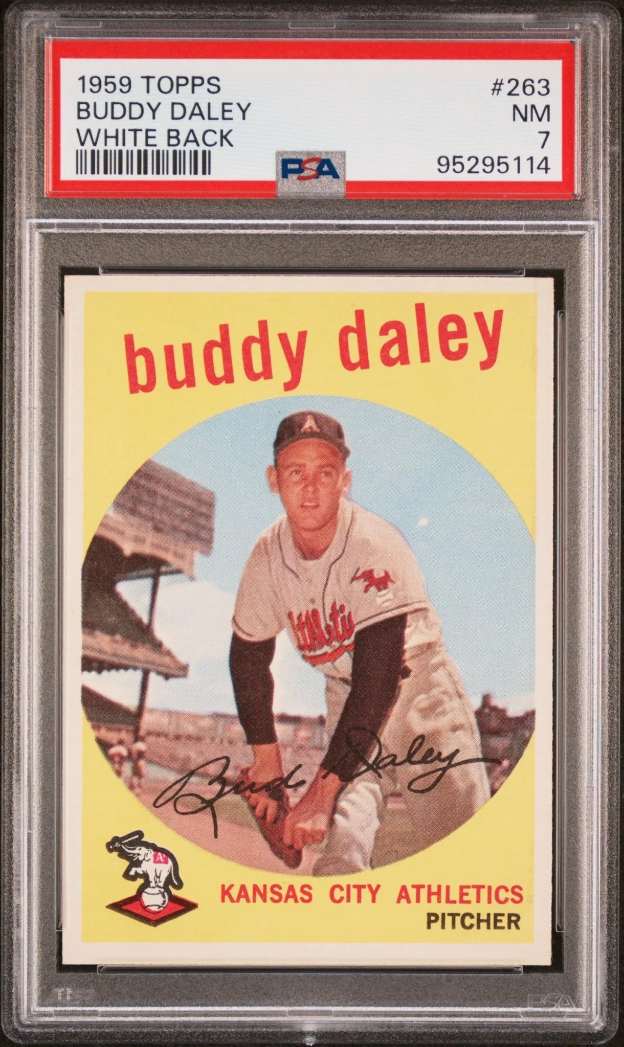 Buddy Daley 1959 Topps White Back #263 PSA 7