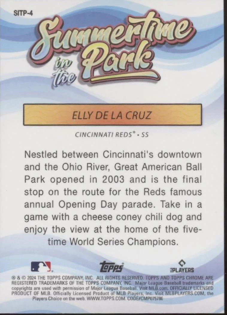 Elly De La Cruz 2024 Topps Chrome Sumertime in the Park Refractor RC #SITP-4 #1