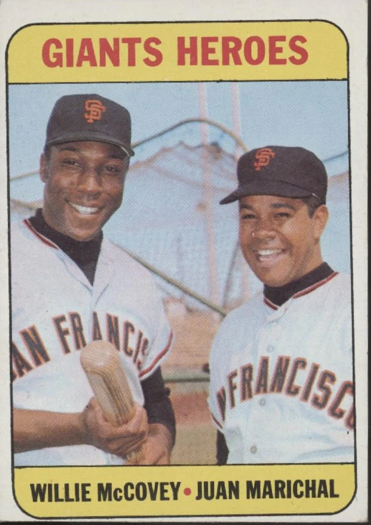 314-giants-heroes-1969-topps-willie-mccovey-juan-marichal-572-vg-ex-1.webp Giants Heroes 1969 Topps Willie McCovey / Juan Marichal #572 VG-EX