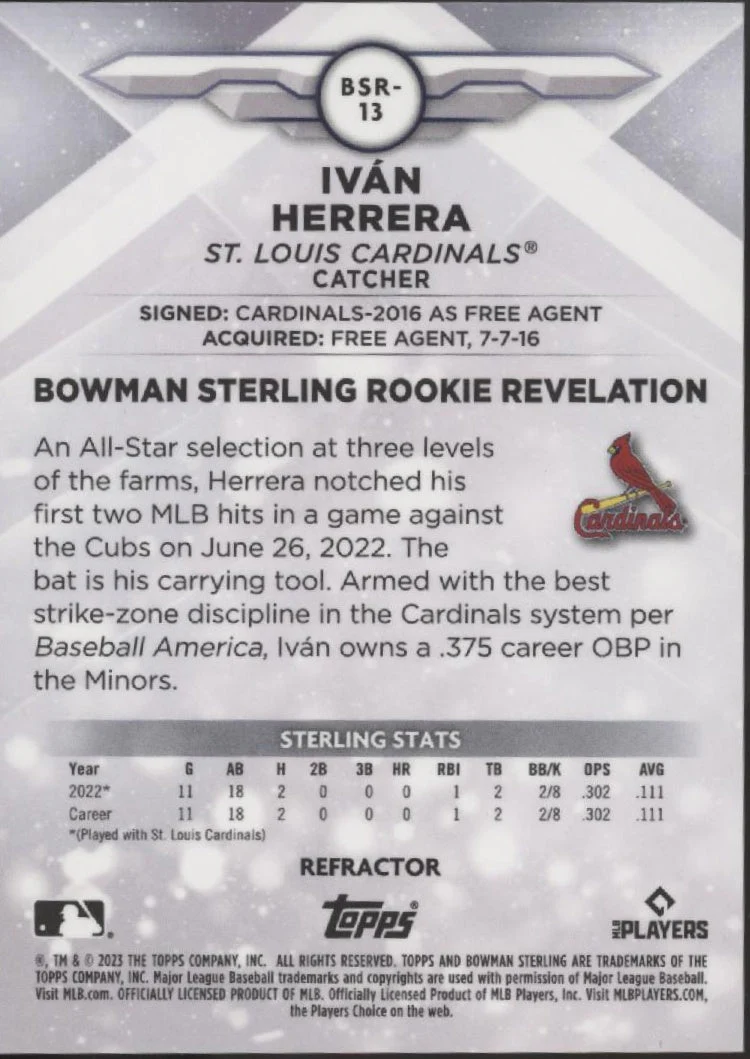 318-ivan-herrera-2023-bowman-sterling-refractor-112-199-bsp-13-2.webp Ivan Herrera 2023 Bowman Sterling Refractor 112/199 #BSP-13