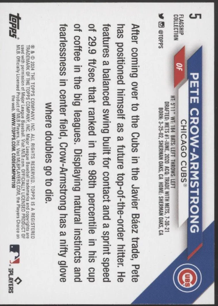 Pete Crow-Armstrong 2024 Topps Flagship Collection RC #5