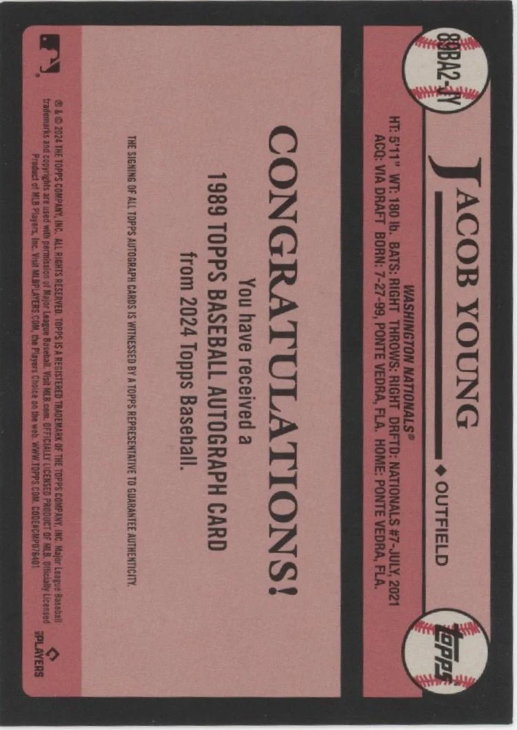 Jacob Young 2024 Update Series '89 RC Auto #89BA2-JY
