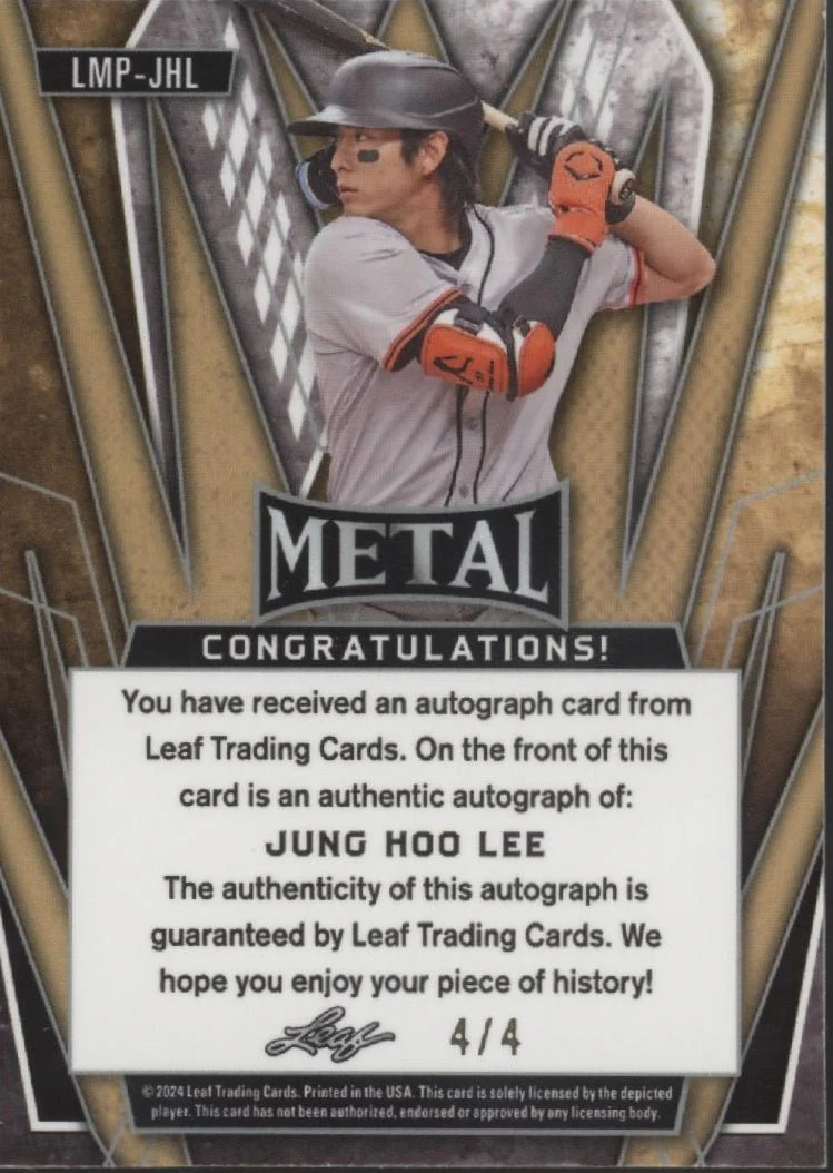 Jung Hoo Lee 2024 Leaf Metal 2024 Preview RC Auto 4/4 #LMP-JHL