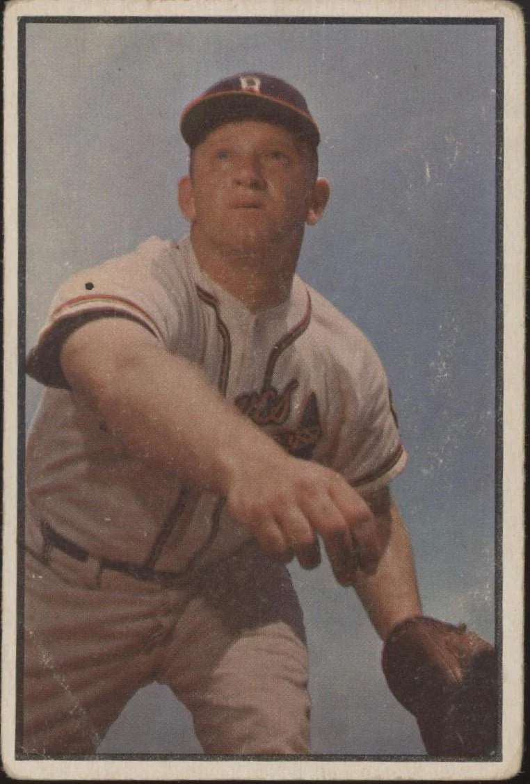 376-max-surkont-1953-bowman-156-milwaukee-braves-vg-marked-1.webp Max Surkont 1953 Bowman #156 Milwaukee Braves VG Marked