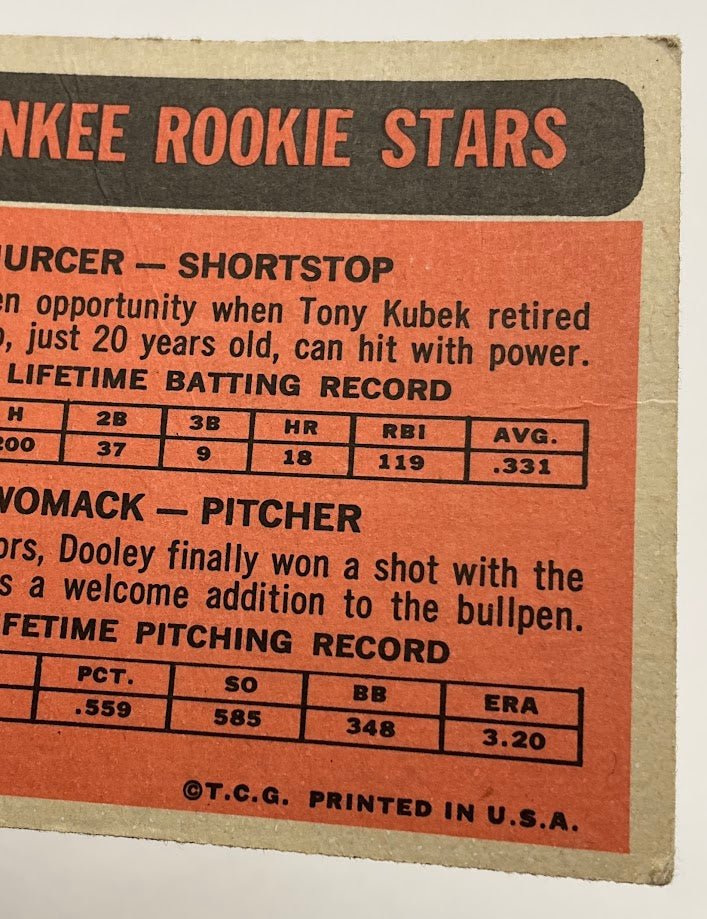 Bobby Murcer / Dooley Womack 1966 Topps Rookie Stars RC #469 VG-EX