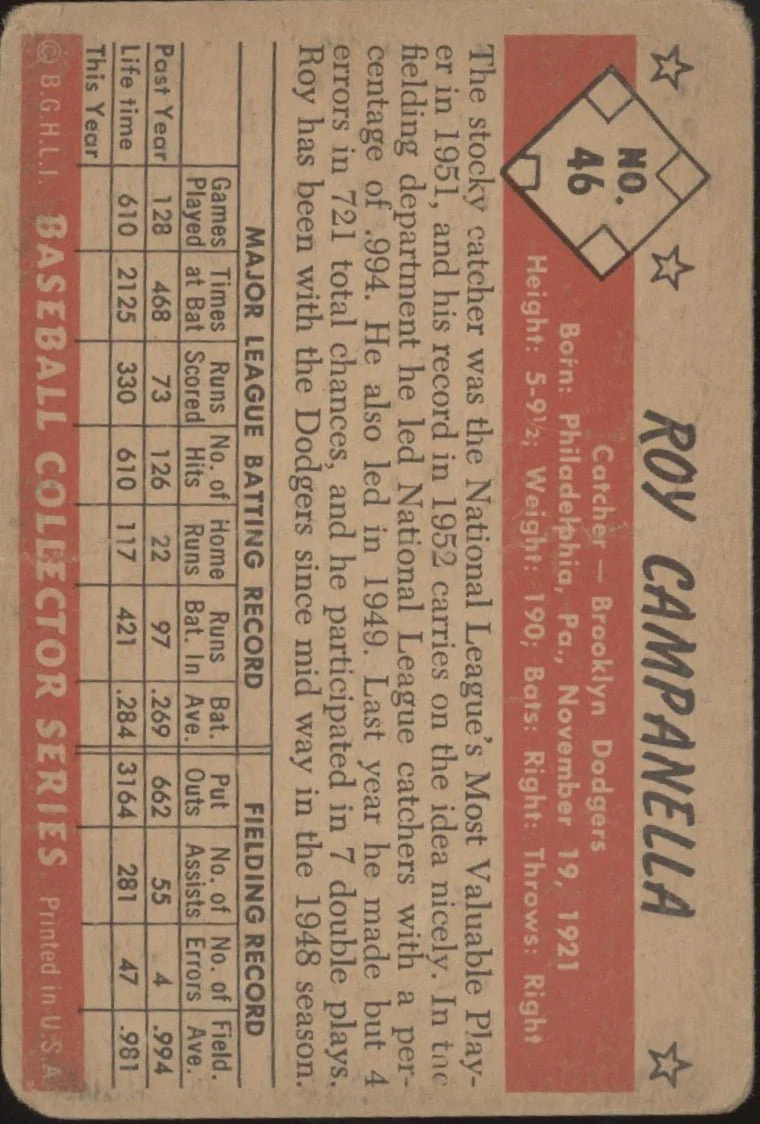 Roy Campanella 1953 Bowman #46 Brooklyn Dodgers PR