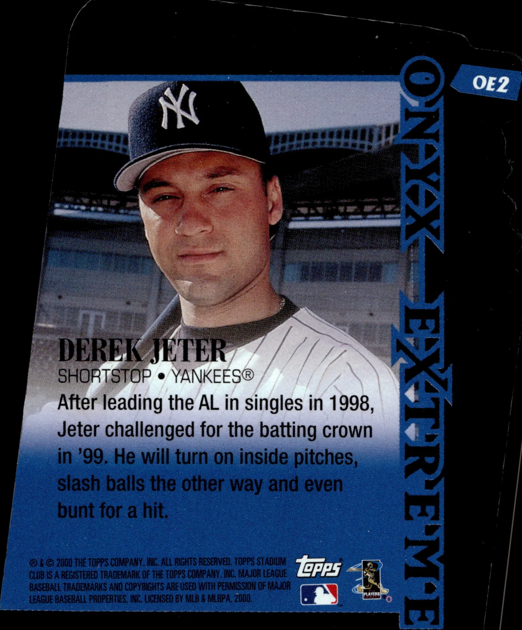 Derek Jeter 2000 Topps Stadium Club Onyx Extreme Die-Cut #OE2